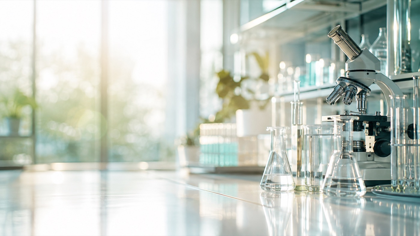 Bright laboratory photograph of research peptide vials